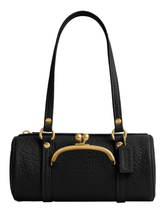 Coach Handbags - New Coach Kisslock Barrel Shoulder Bag 28 with Black and Gold